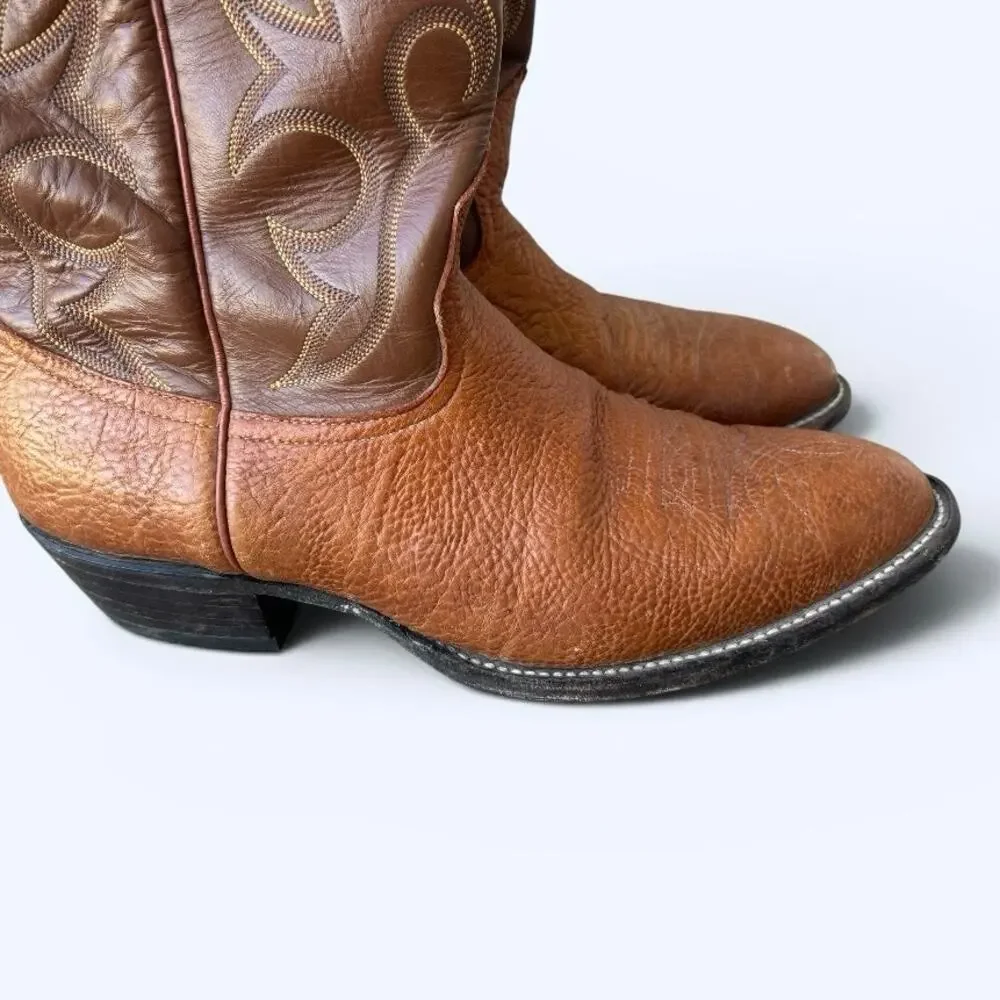 Nocona Cowboy Boots Men’s 9.5D Brown Leather Western Made in USA Classic Vintage